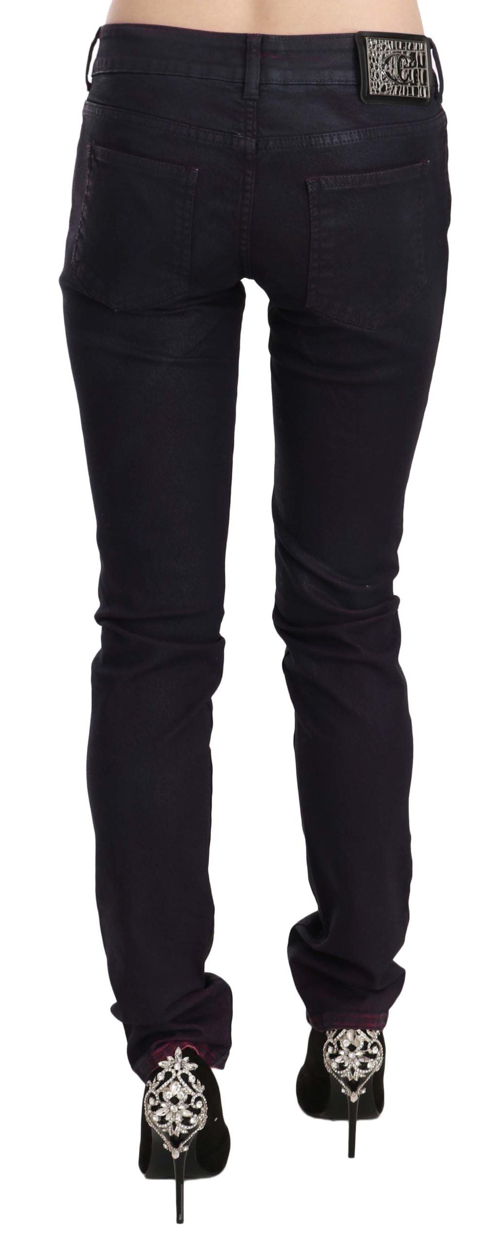 Just Cavalli Skinny Denim-Hose aus schwarzer Baumwolle mit niedriger Taille