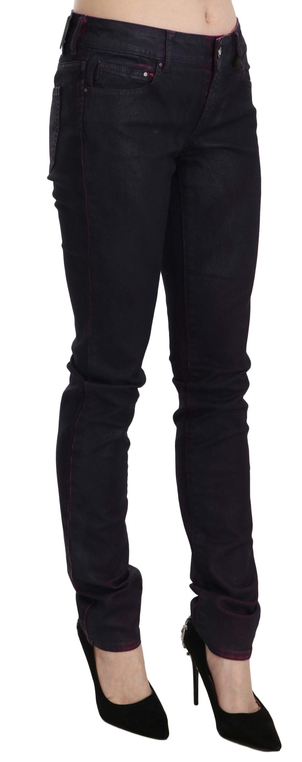 Just Cavalli Skinny Denim-Hose aus schwarzer Baumwolle mit niedriger Taille