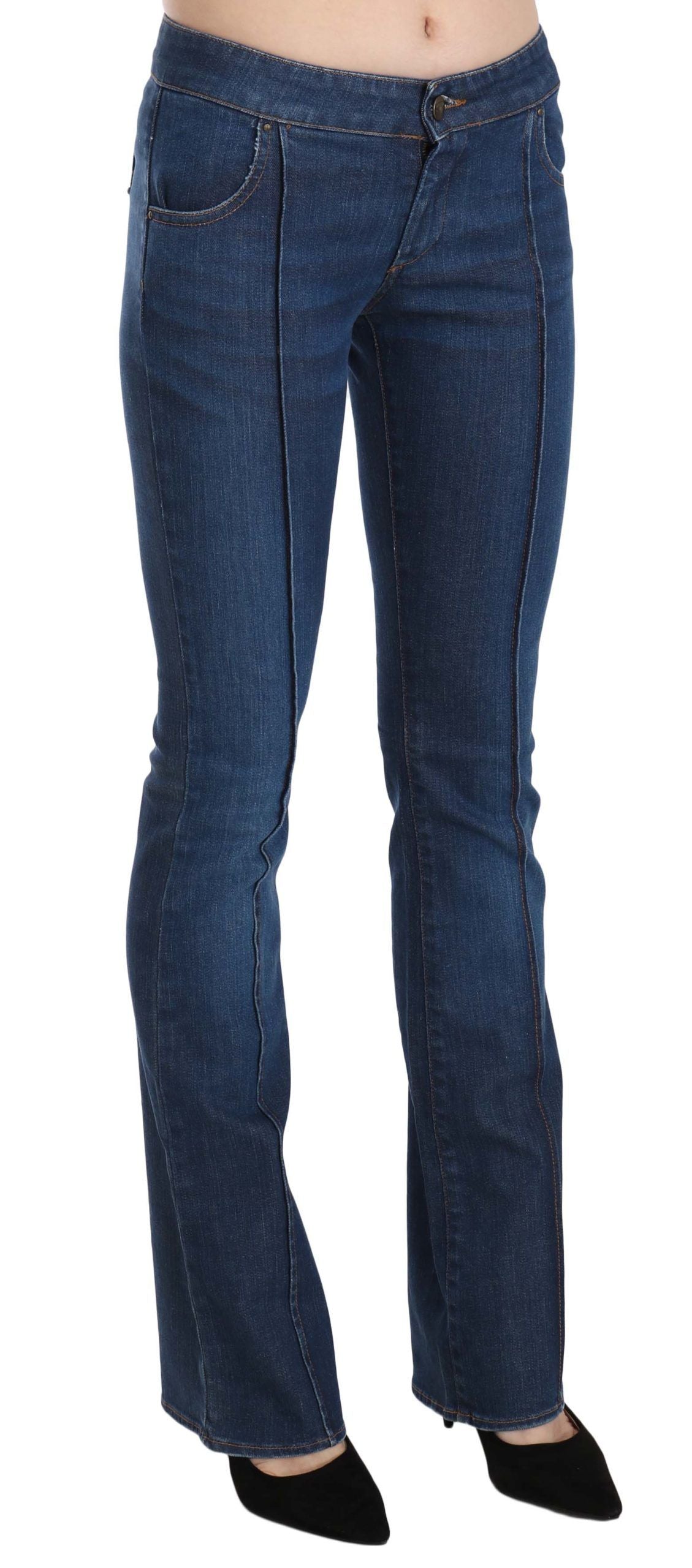 Just Cavalli Blue Boot Cut Denim-Jeans mit niedriger Taille und niedriger Taille