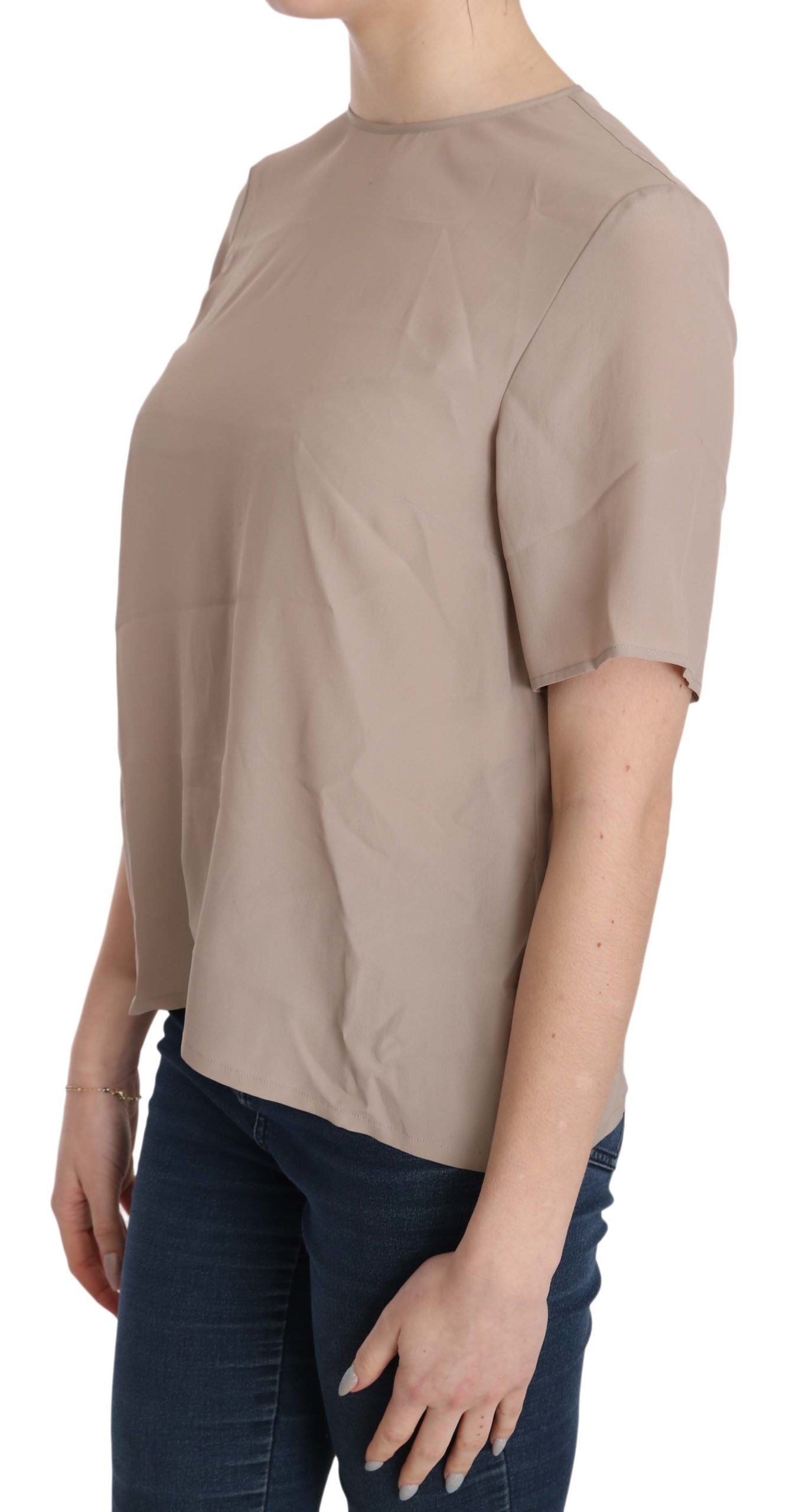 Dolce &amp; Gabbana Beige Crew Neck Short Sleeve Blouse