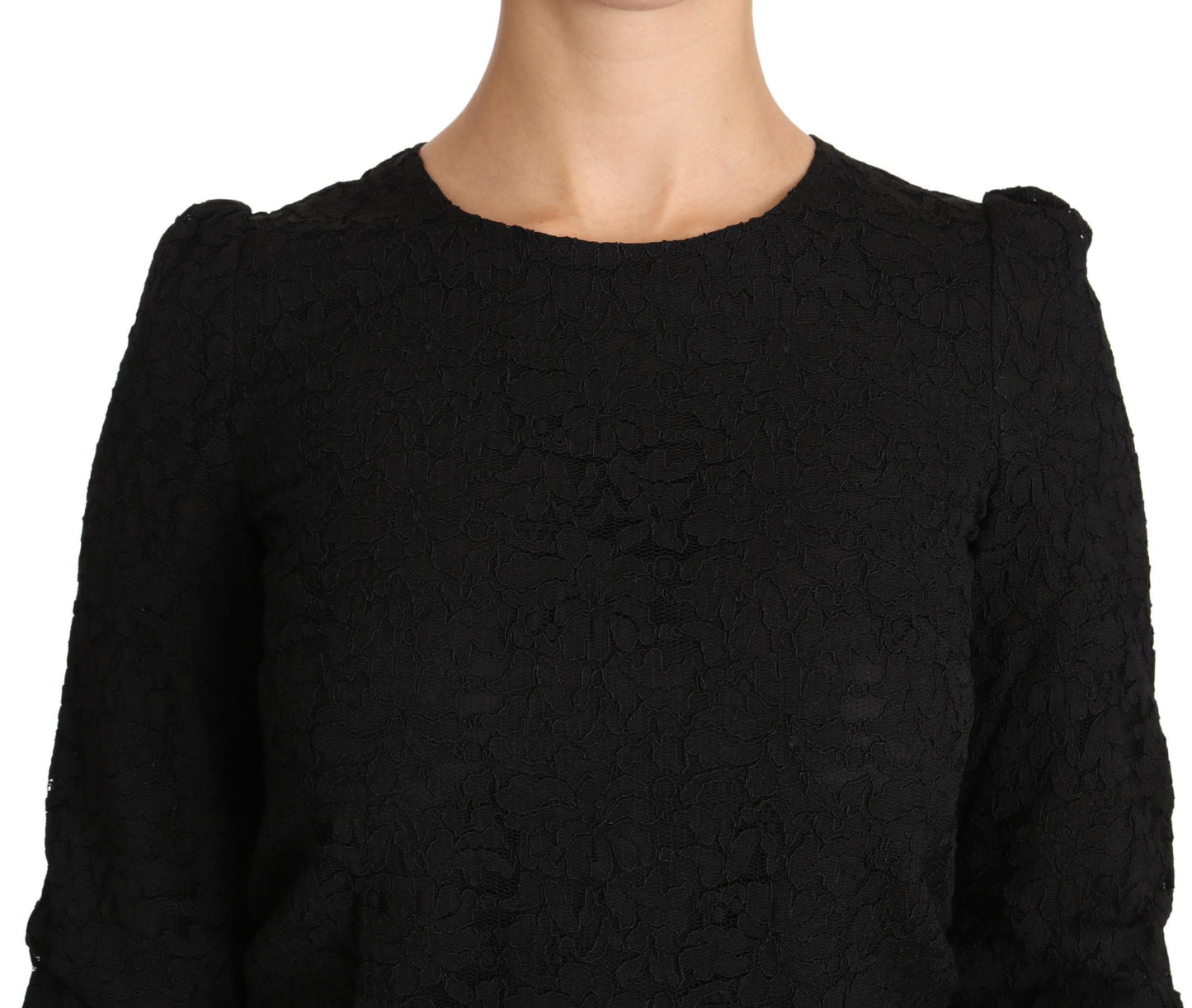 Dolce &amp; Gabbana Black Floral Lace Zipper Top Blouse