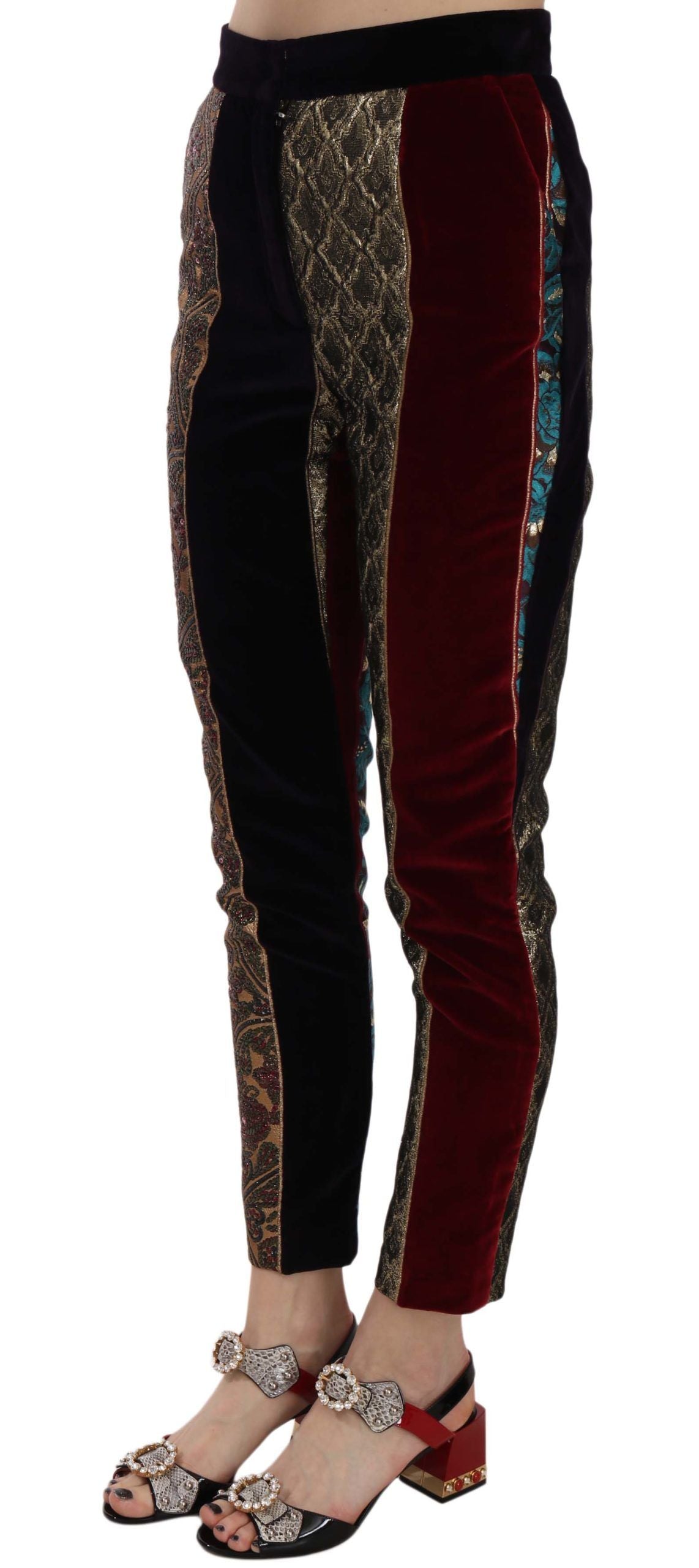 Dolce &amp; Gabbana Multicolor Jacquard Cropped Tapered Pants