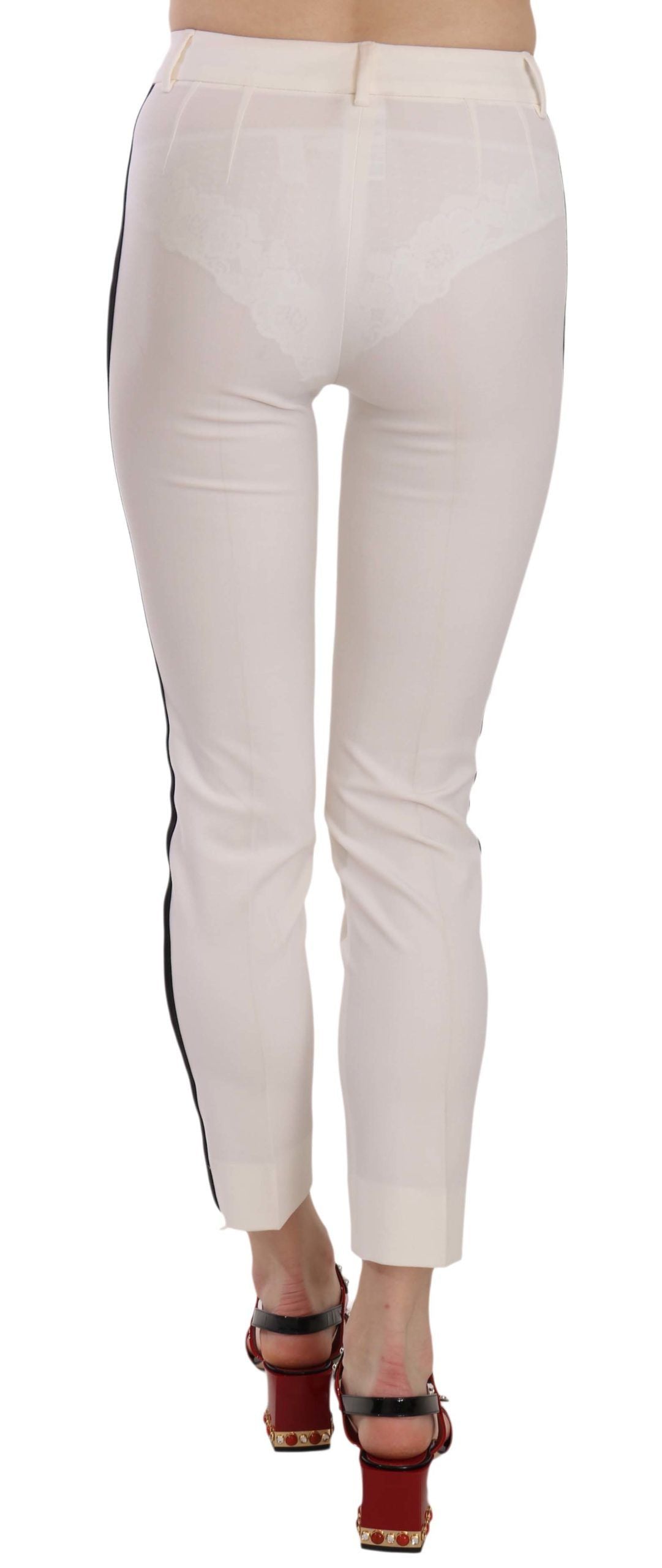 Dolce &amp; Gabbana White Side Stripe Cropped Skinny Pants