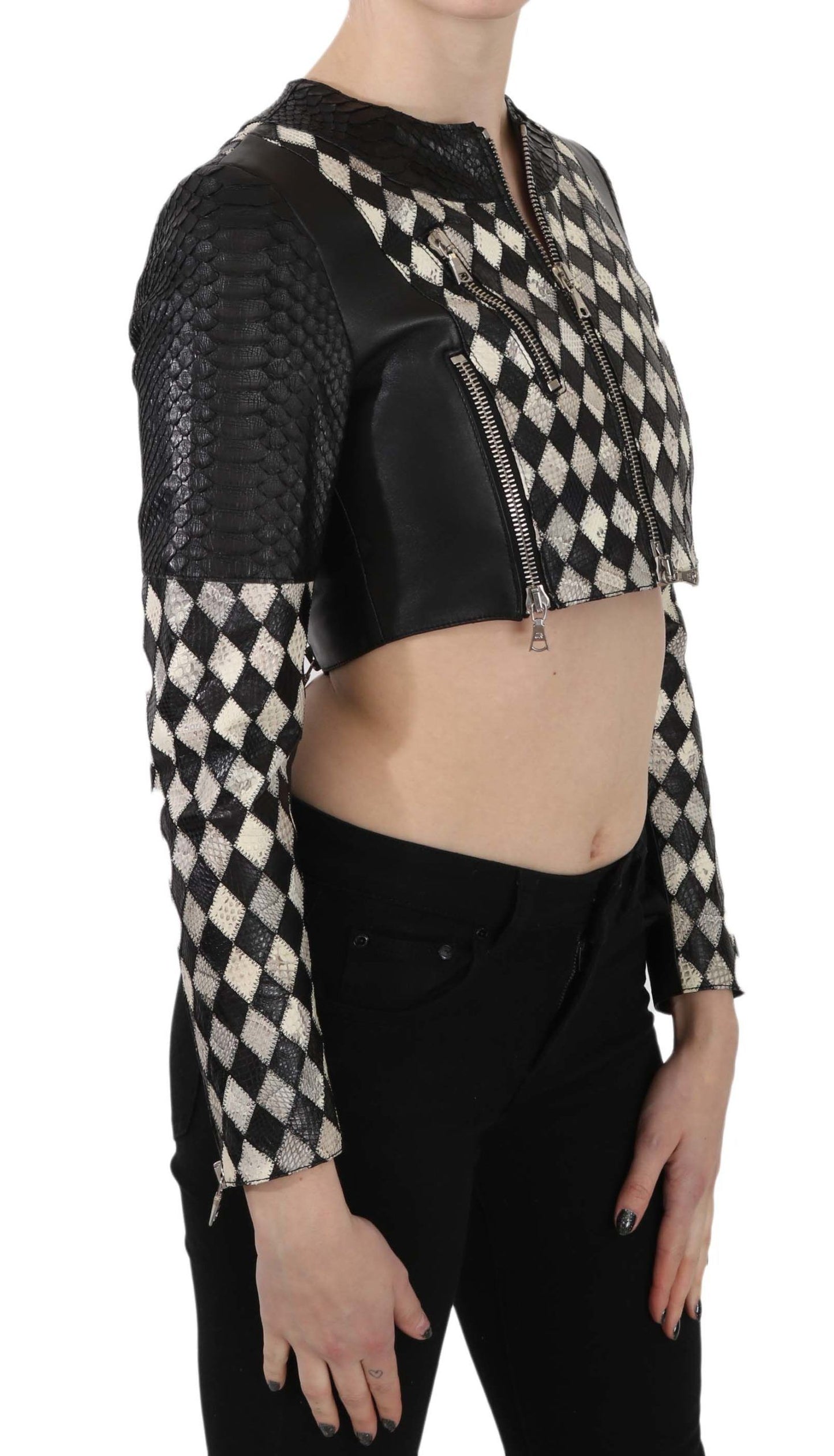 John Richmond Chic Biker-Inspired Cropped Leather Jacket