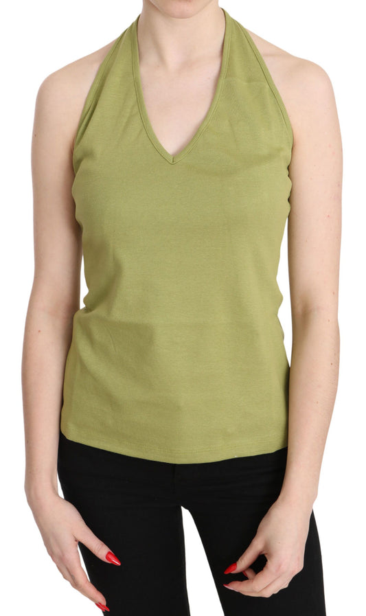 GF Ferre Green Halter Cotton na Kaswal na Tank Top Blouse