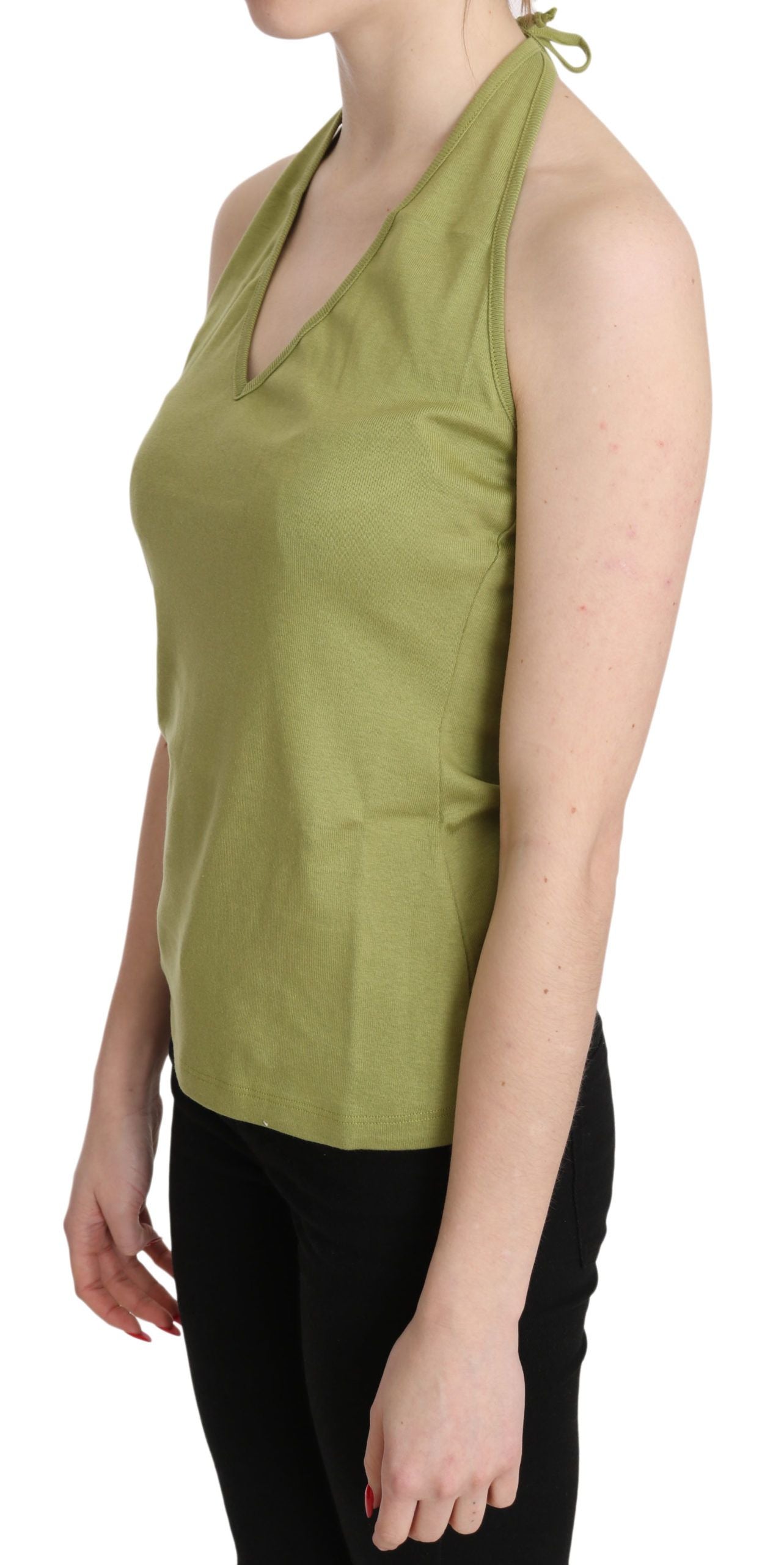 GF Ferre Green Halter Cotton na Kaswal na Tank Top Blouse