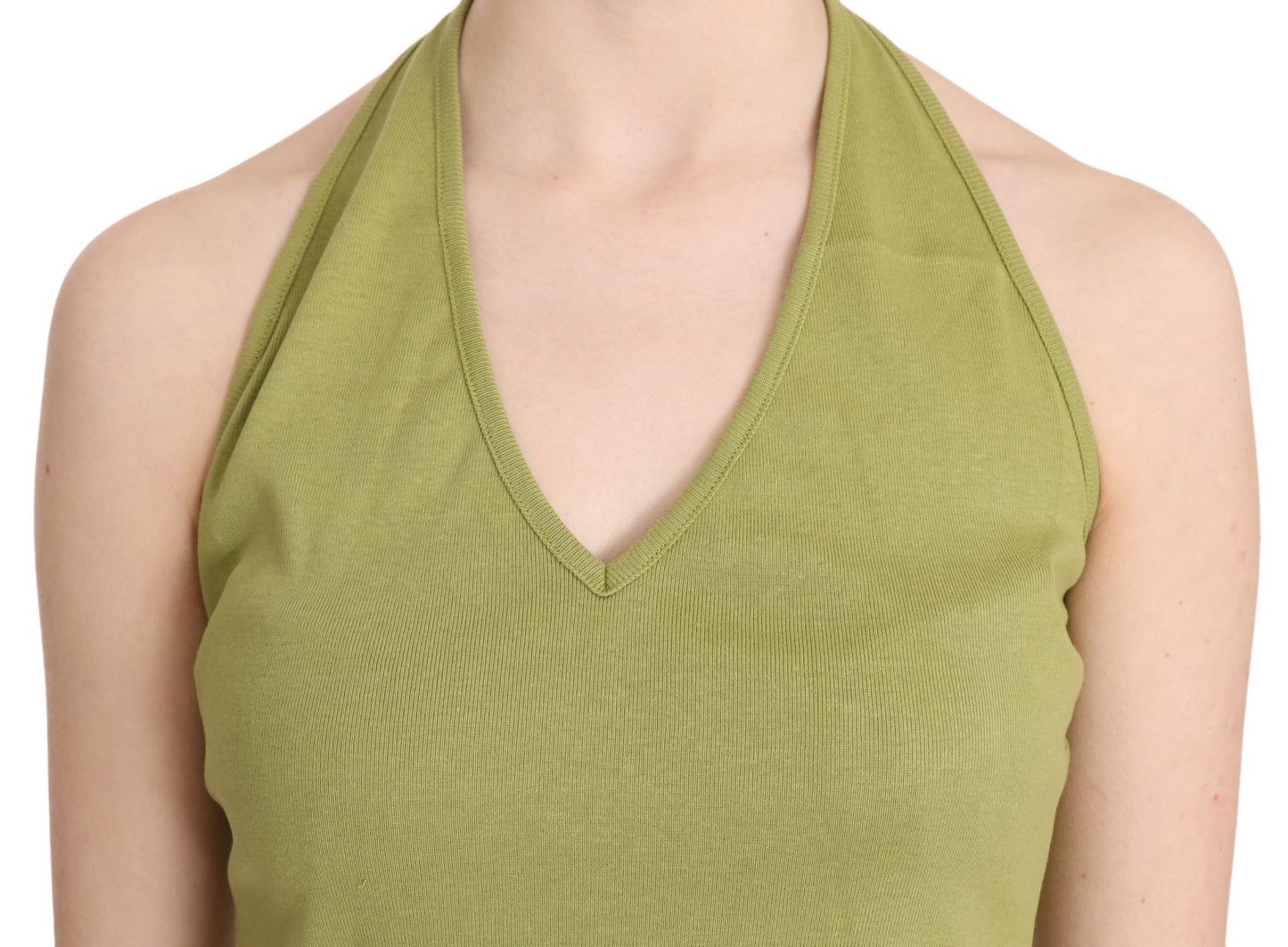 GF Ferre Green Halter Cotton na Kaswal na Tank Top Blouse