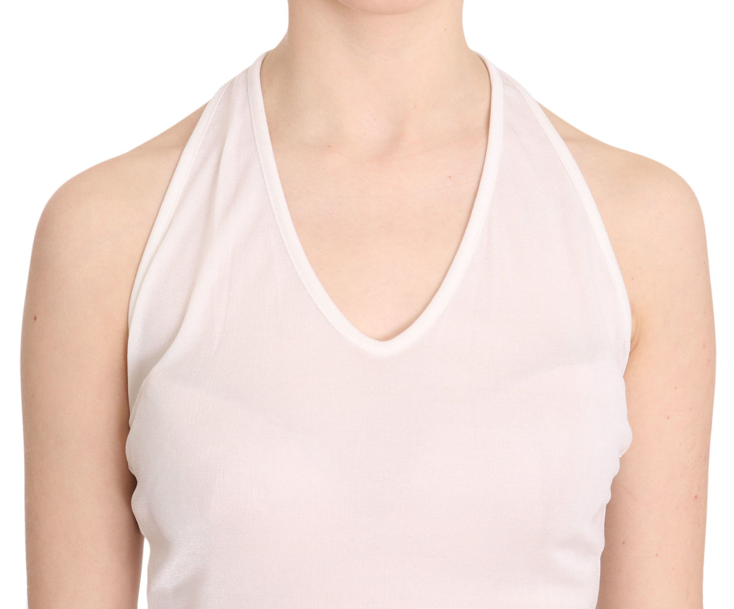 GF Ferre White Halter Cotton na Kaswal na Tank Top Blouse