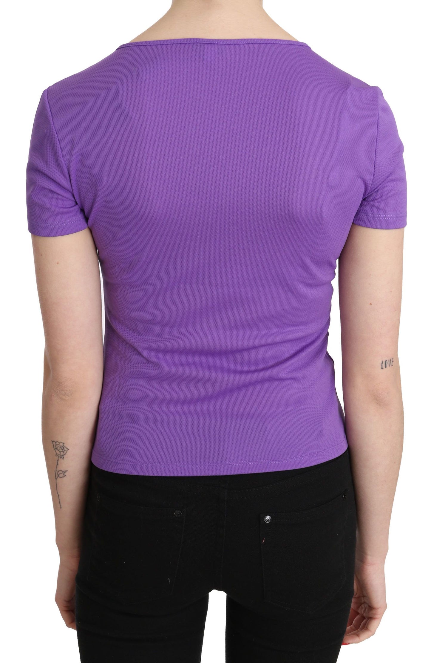 GF Ferre Purple 100% Polyester Short Sleeve Top Blouse