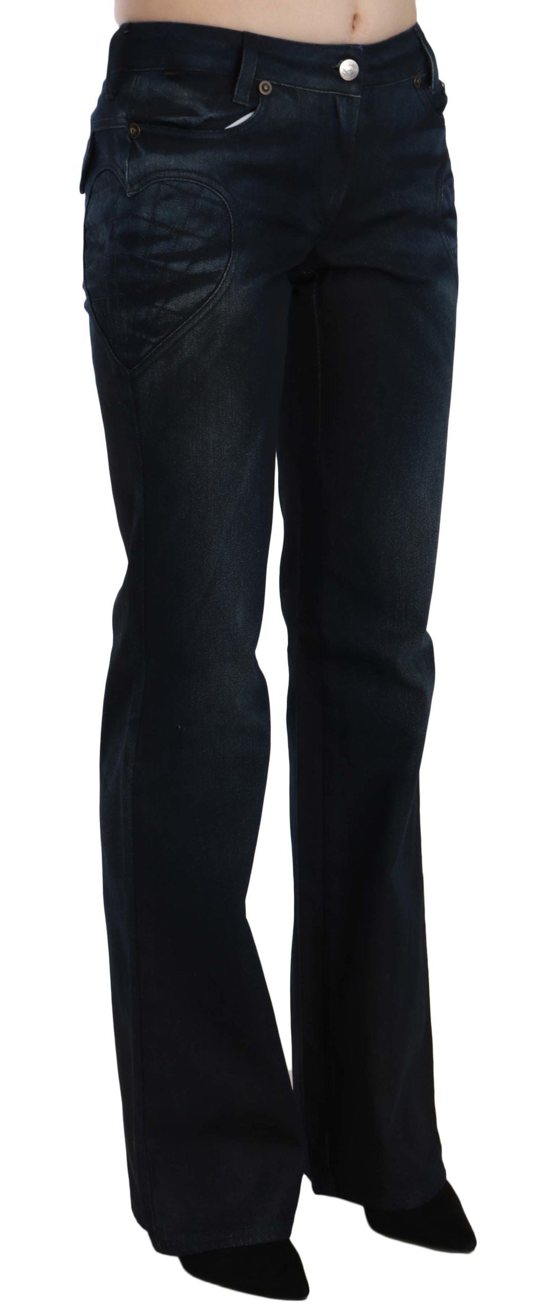 Just Cavalli Blue Washed Denim-Hose mit mittlerer Taille und geradem Schnitt