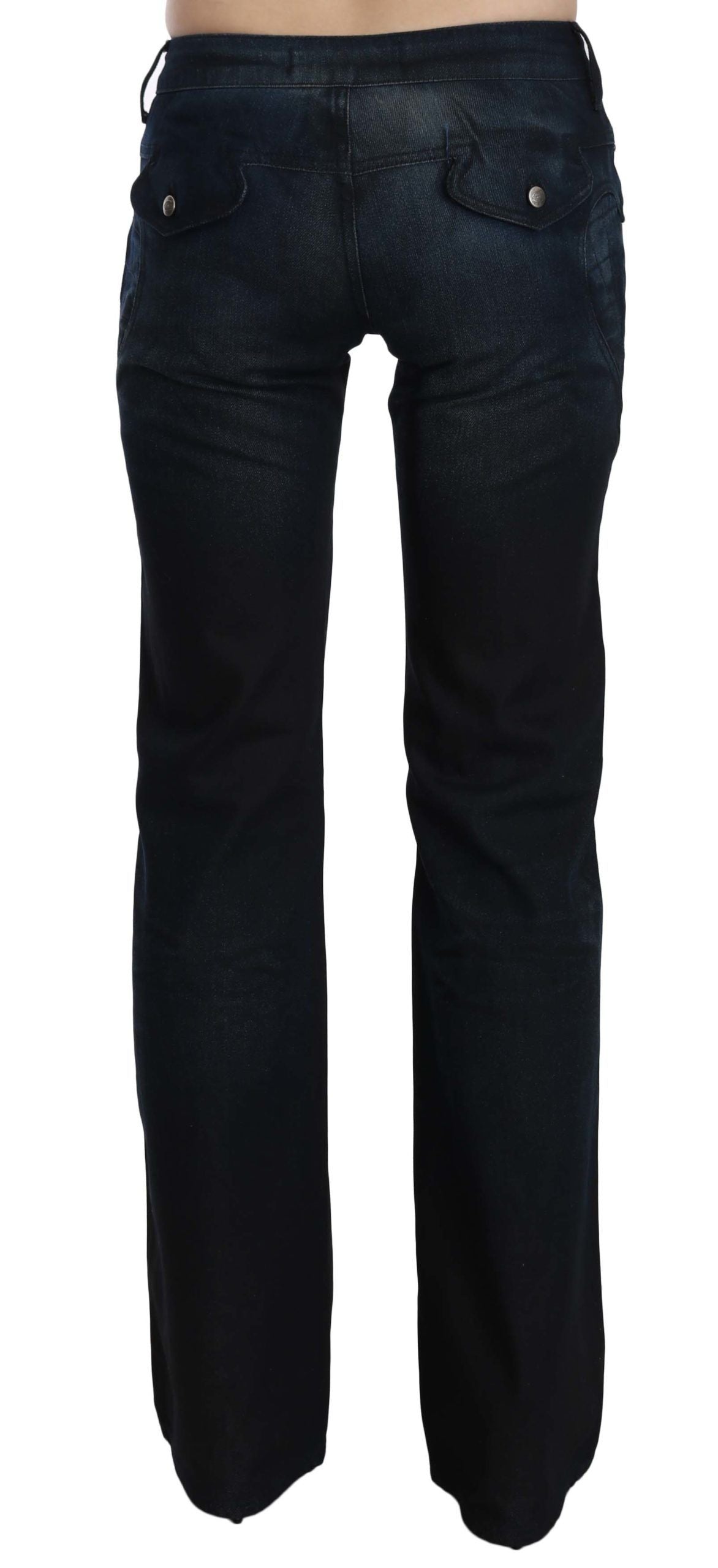 Just Cavalli Blue Washed Denim-Hose mit mittlerer Taille und geradem Schnitt