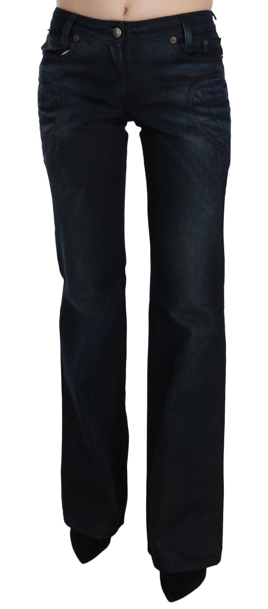 Just Cavalli Blue Washed Denim-Hose mit mittlerer Taille und geradem Schnitt