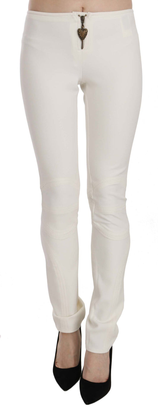 Just Cavalli White Mid Waist Skinny Dress Pantalon Pantalon