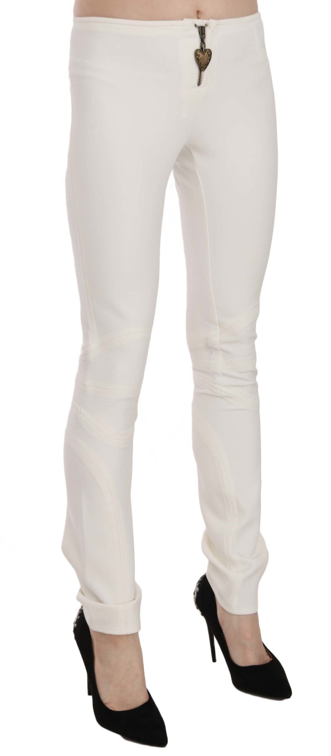 Just Cavalli White Mid Waist Skinny Dress Pantalon Pantalon