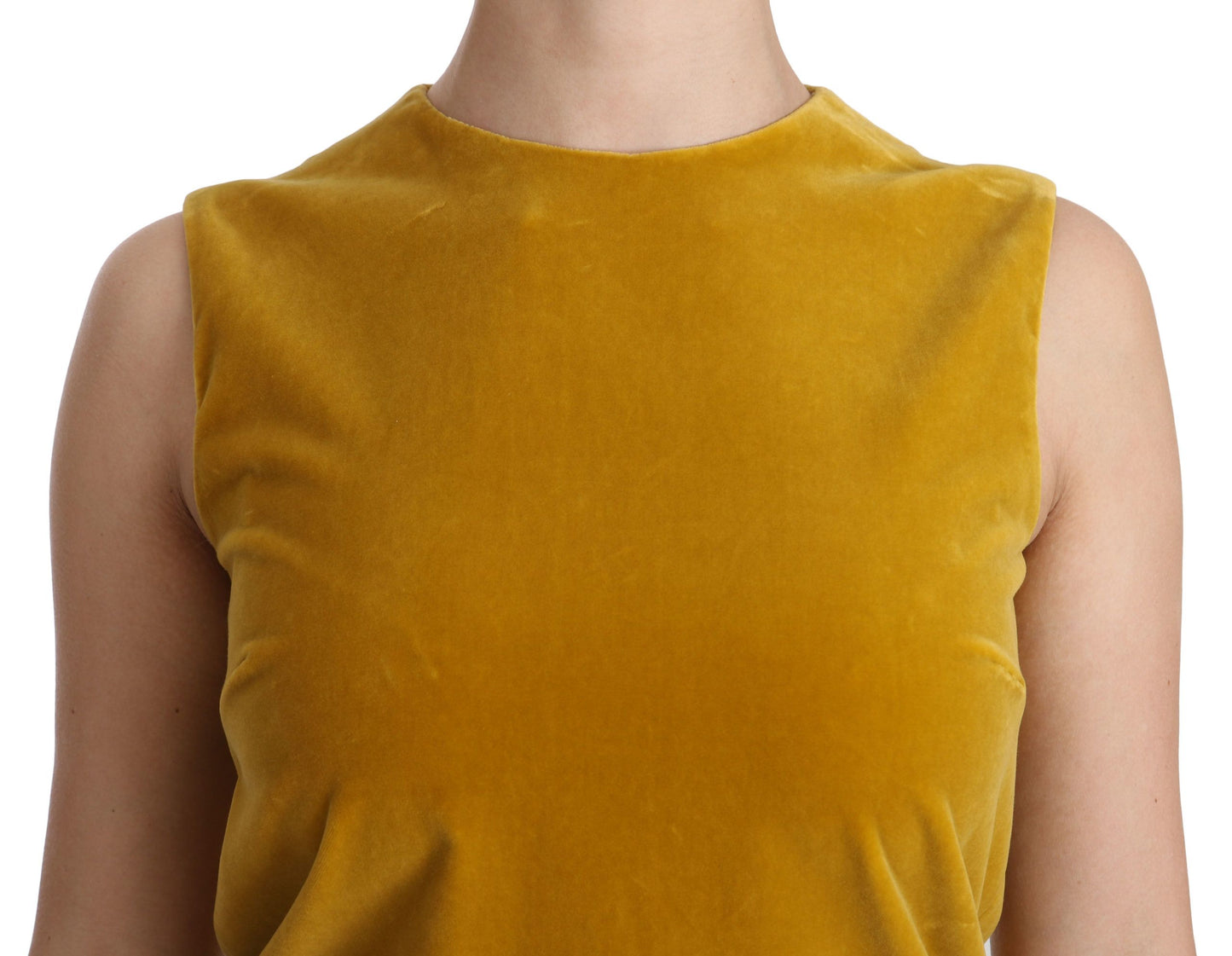 Dolce &amp; Gabbana Mustard Velvet Stretch Shift Mini Dress