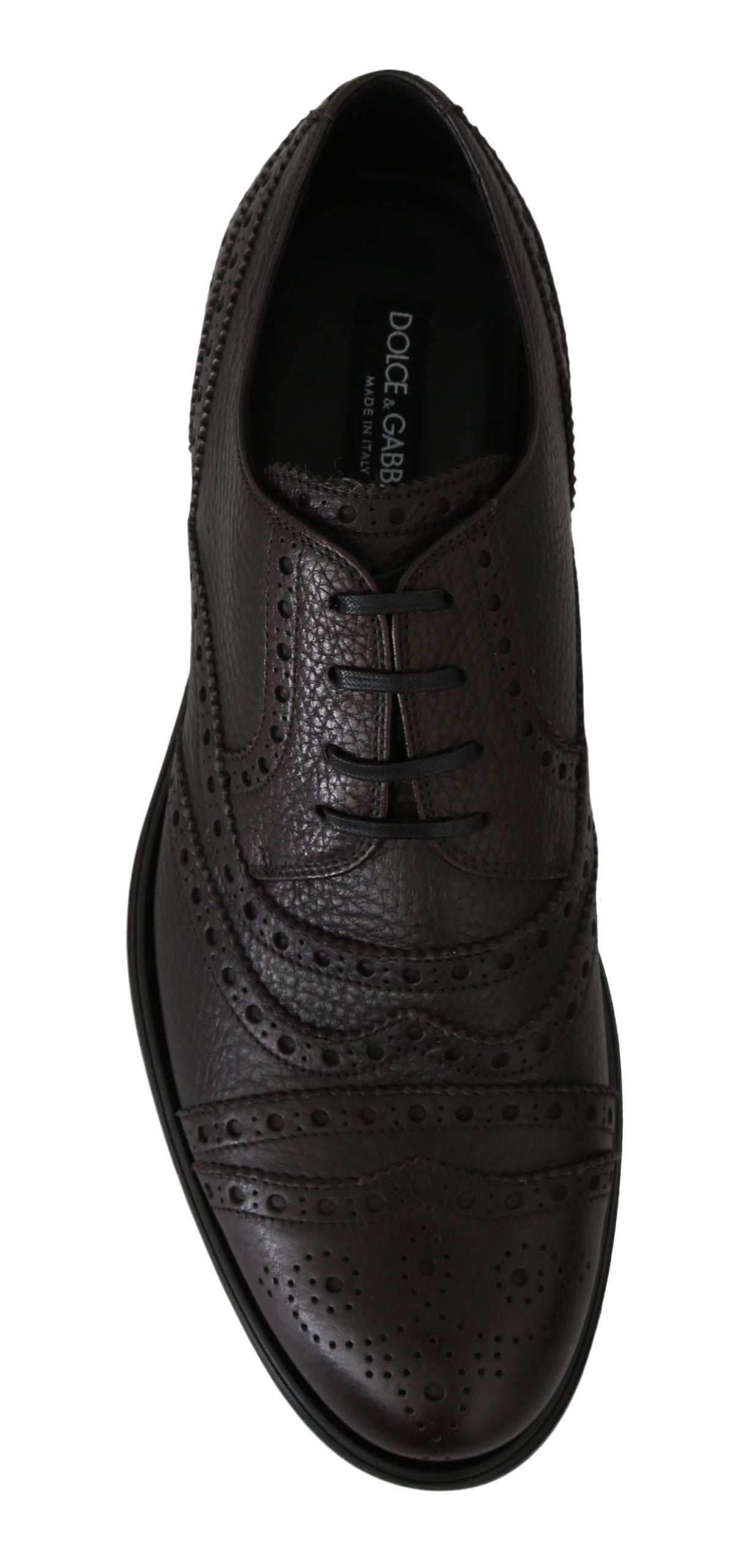 Dolce &amp; Gabbana Brown Leather Brogue Derby Dress Shoes