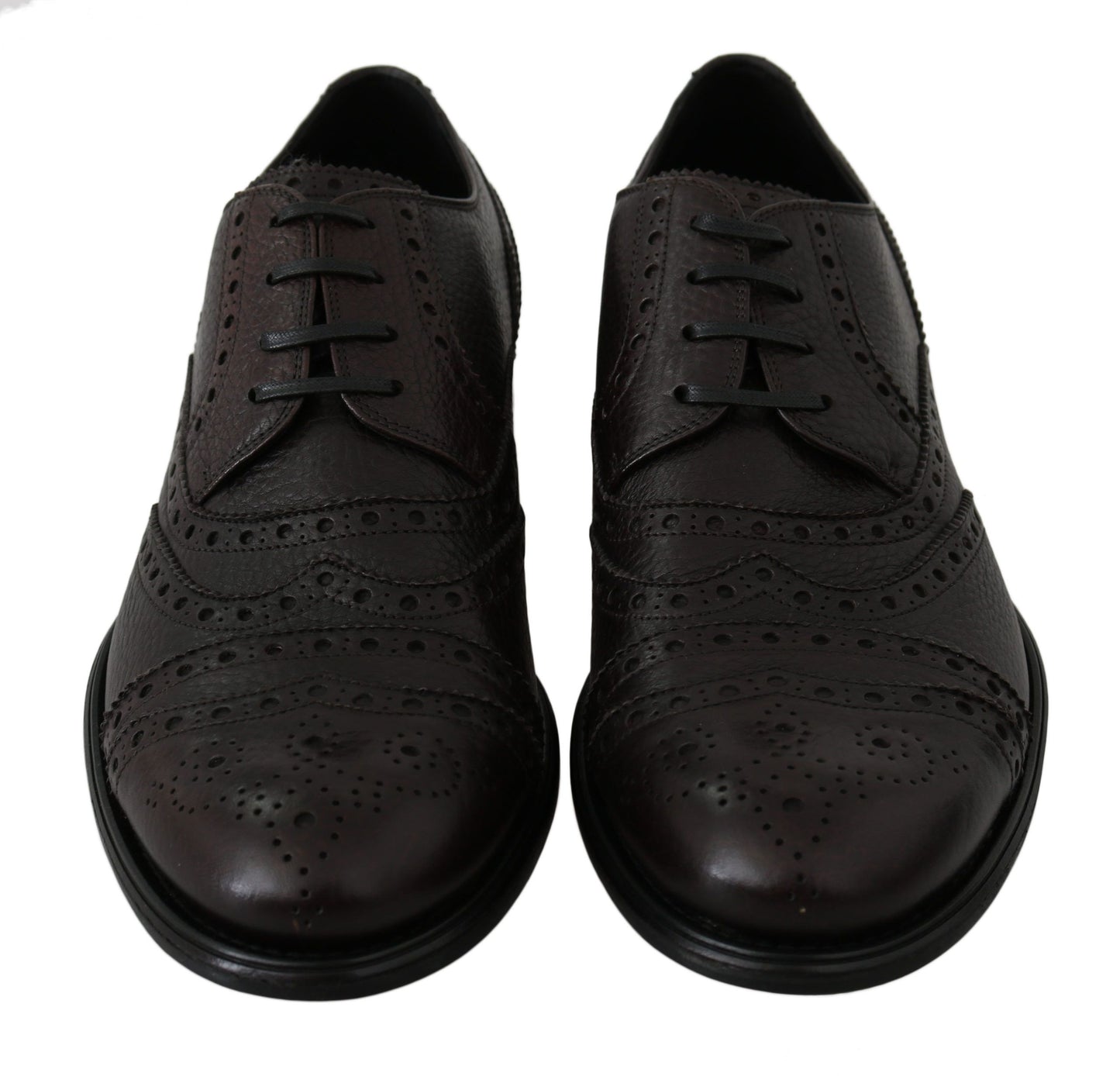 Dolce &amp; Gabbana Brown Leather Brogue Derby Dress Shoes