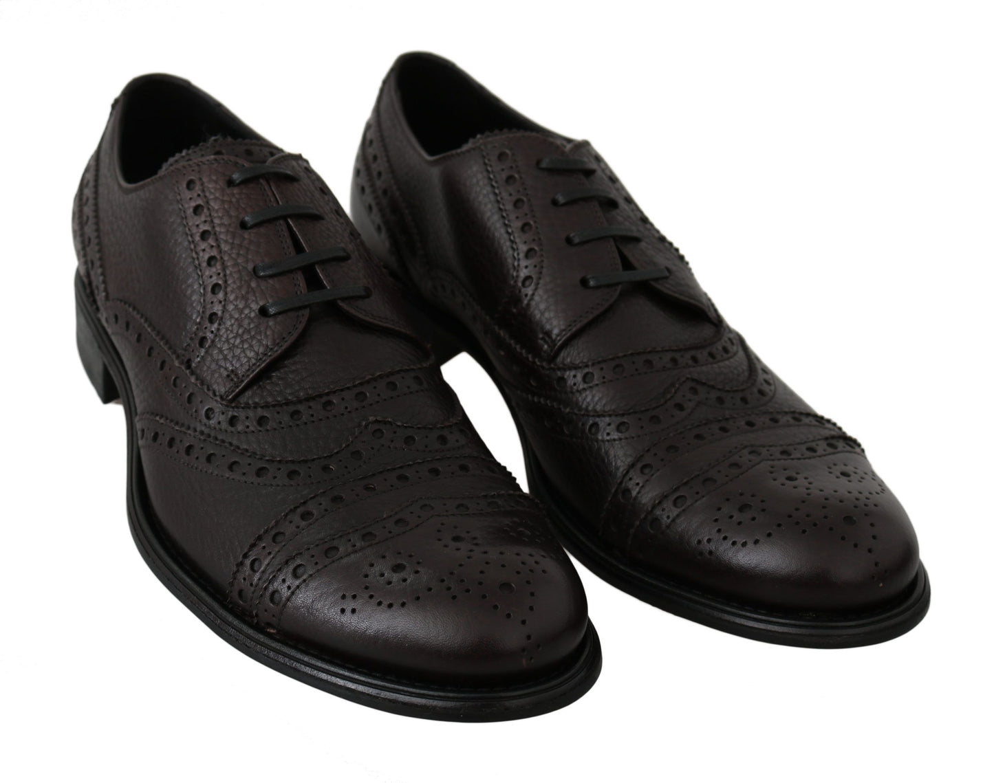 Dolce &amp; Gabbana Brown Leather Brogue Derby Dress Shoes