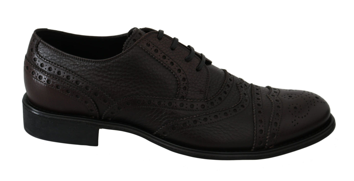 Dolce &amp; Gabbana Brown Leather Brogue Derby Dress Shoes