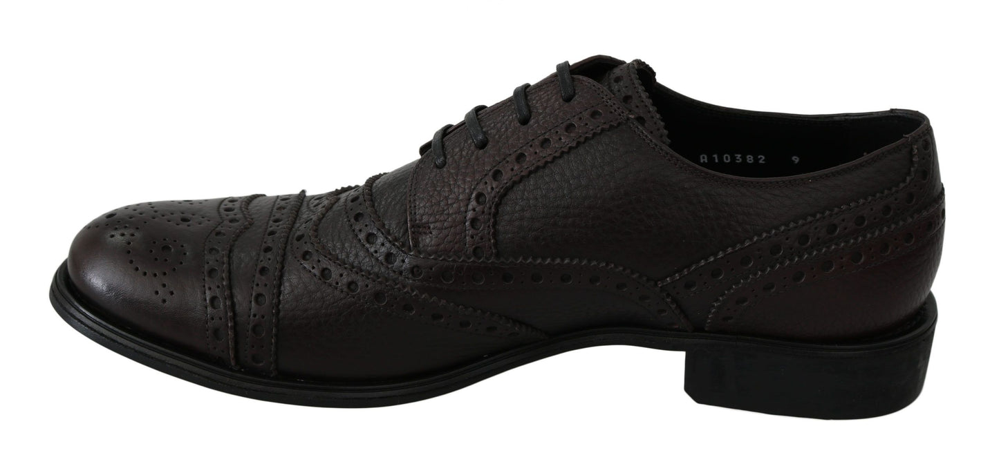 Dolce &amp; Gabbana Brown Leather Brogue Derby Dress Shoes