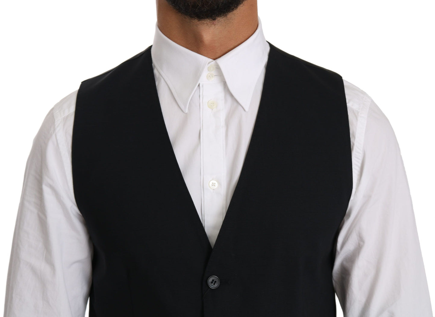 Dolce &amp; Gabbana Blue Wool Waistcoat Formal Gilet Vest