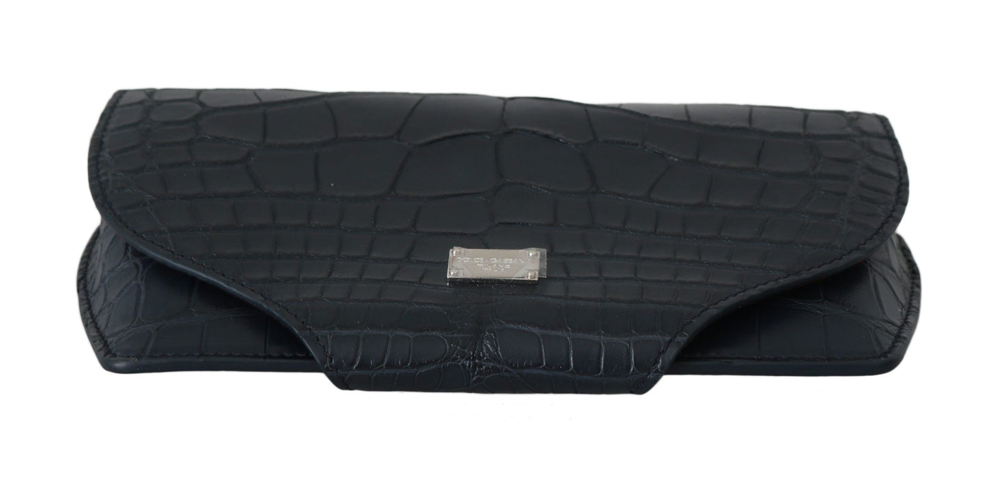 Dolce &amp; Gabbana Blue Crocodile Eyewear Sunglasses Case Cover Pouch