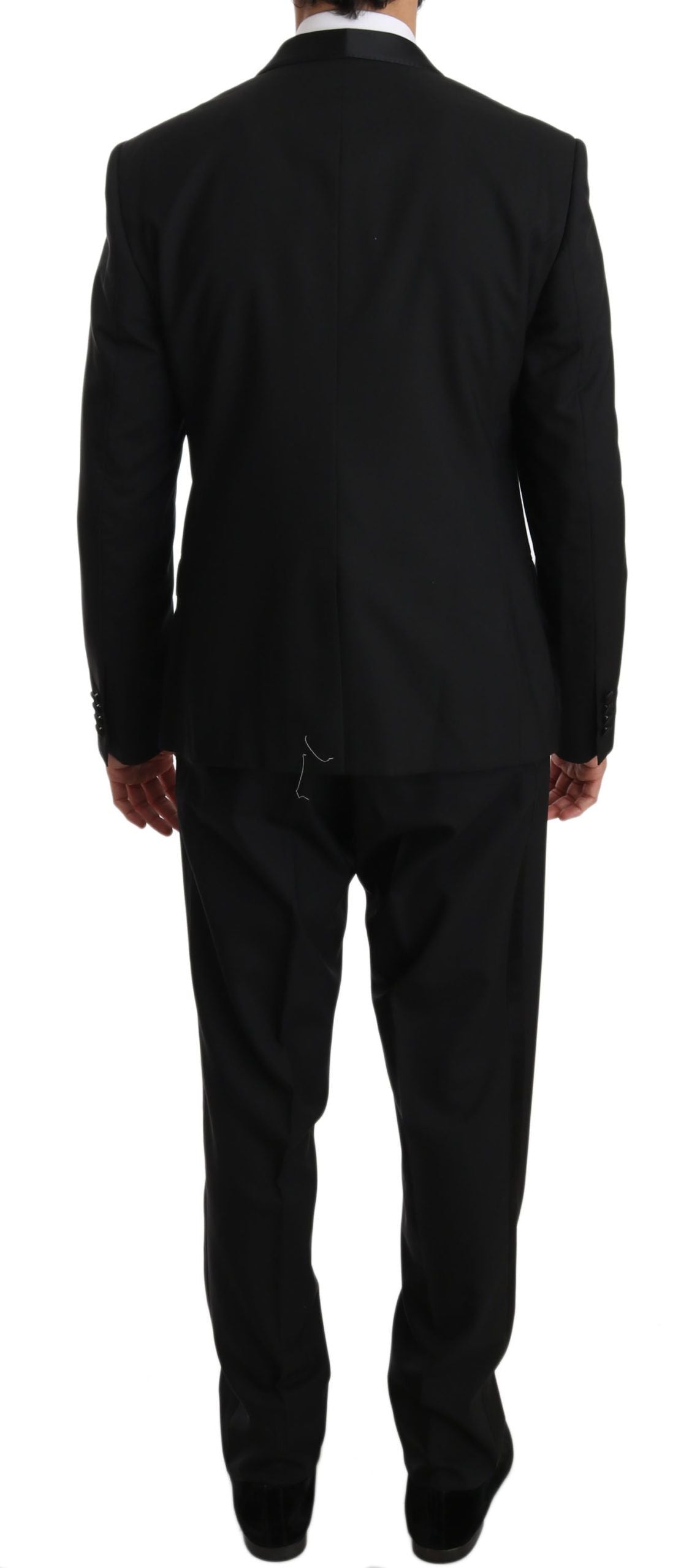 Dolce &amp; Gabbana Black Wool One Button Slim Martini Suit