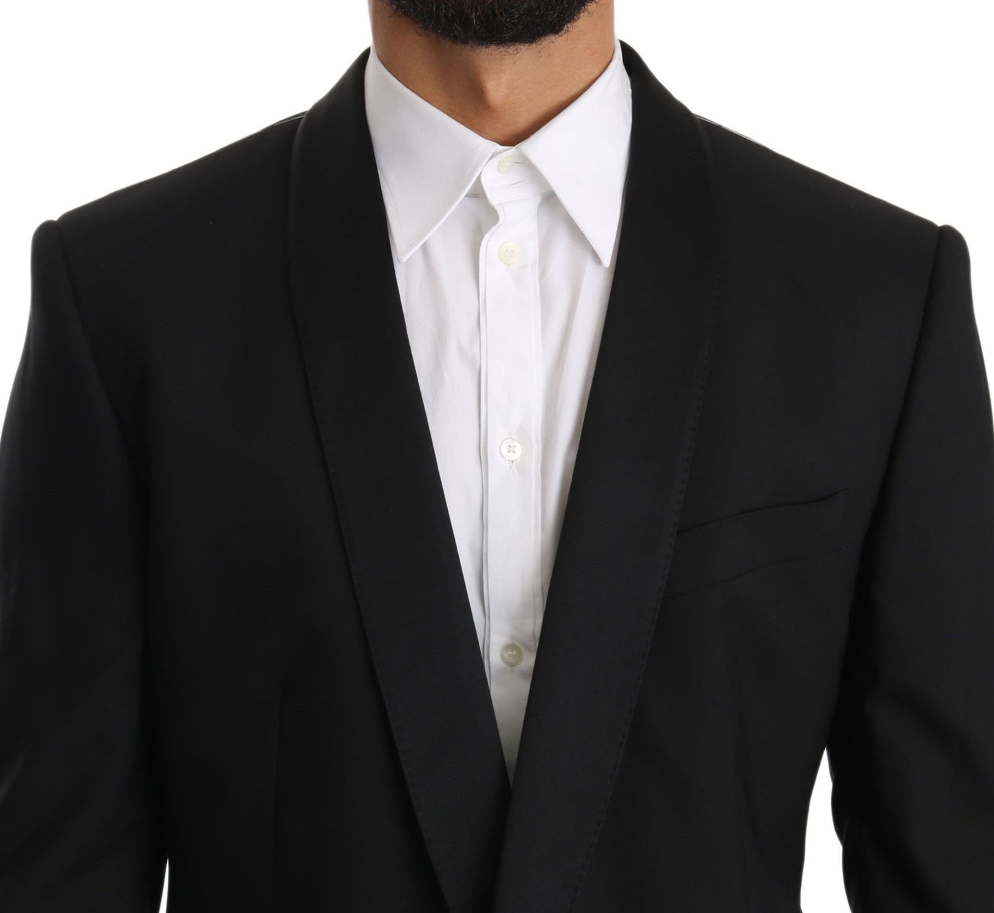 Dolce &amp; Gabbana Black Wool One Button Slim Martini Suit