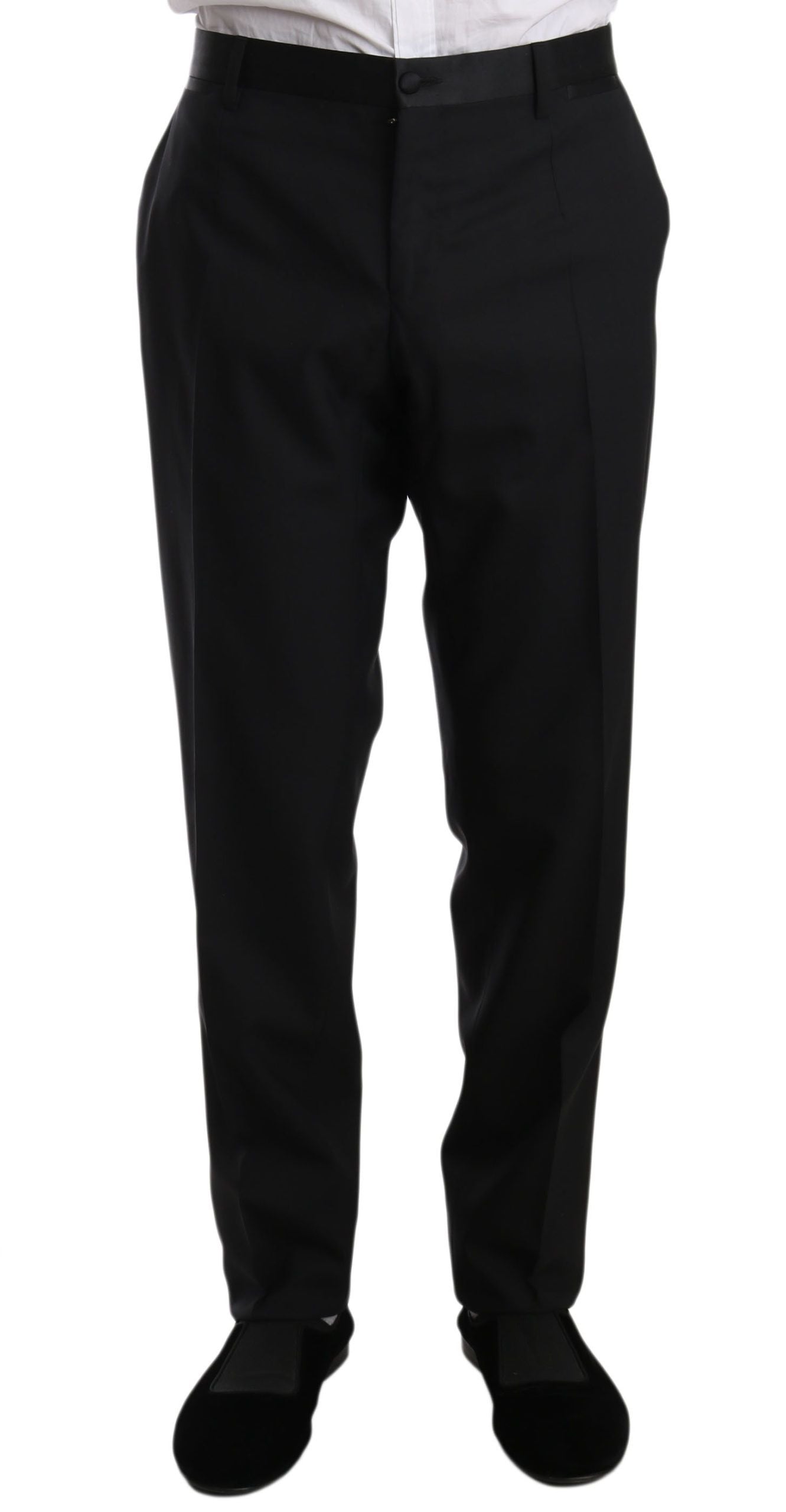 Dolce &amp; Gabbana Black Wool One Button Slim Martini Suit