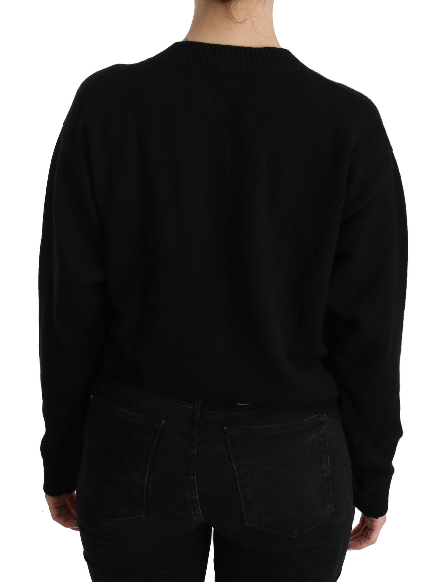 Dolce &amp; Gabbana Black Button Embellished Cardigan Sweater