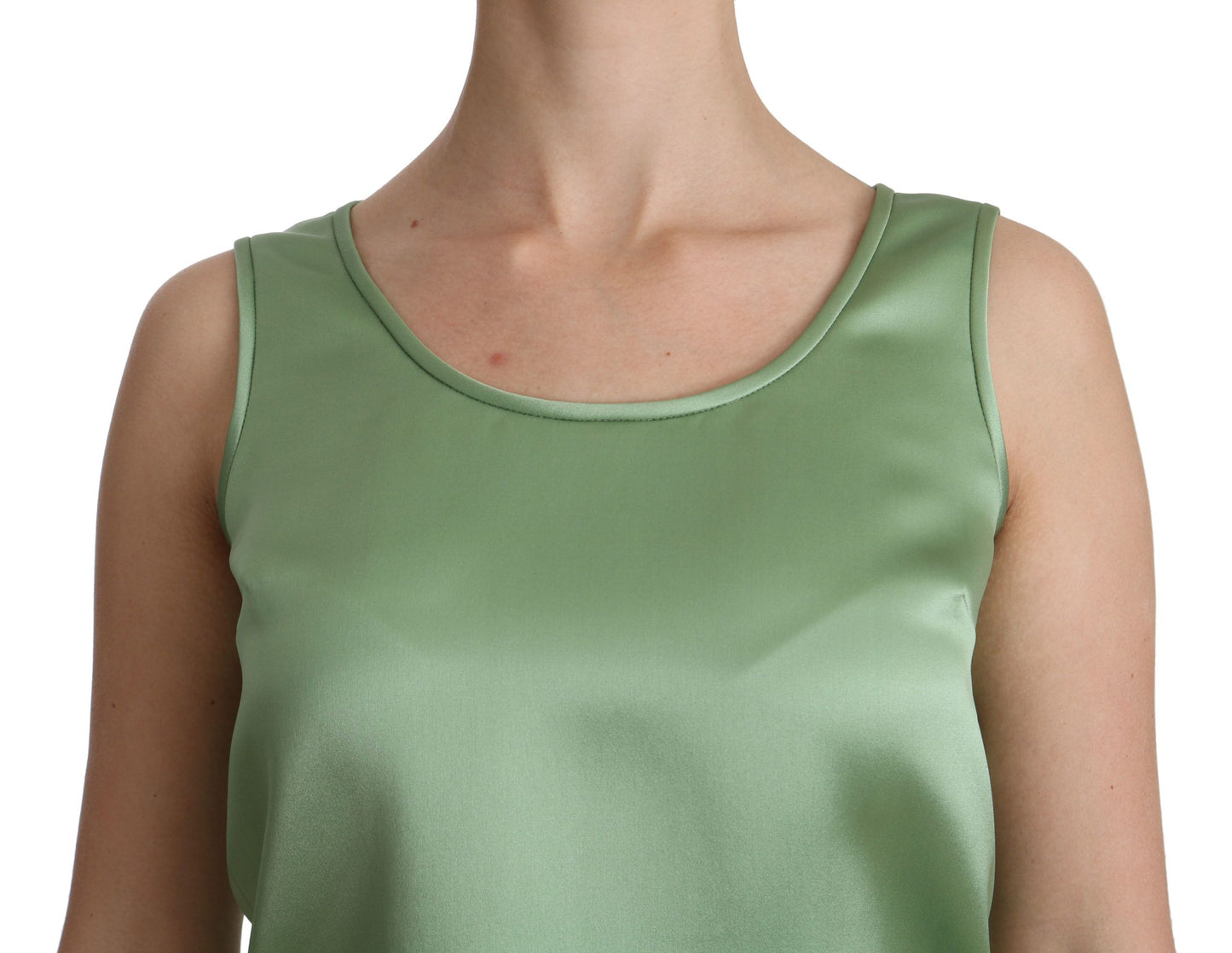 Dolce &amp; Gabbana Green na walang manggas na 100% Silk Top Tank Blouse