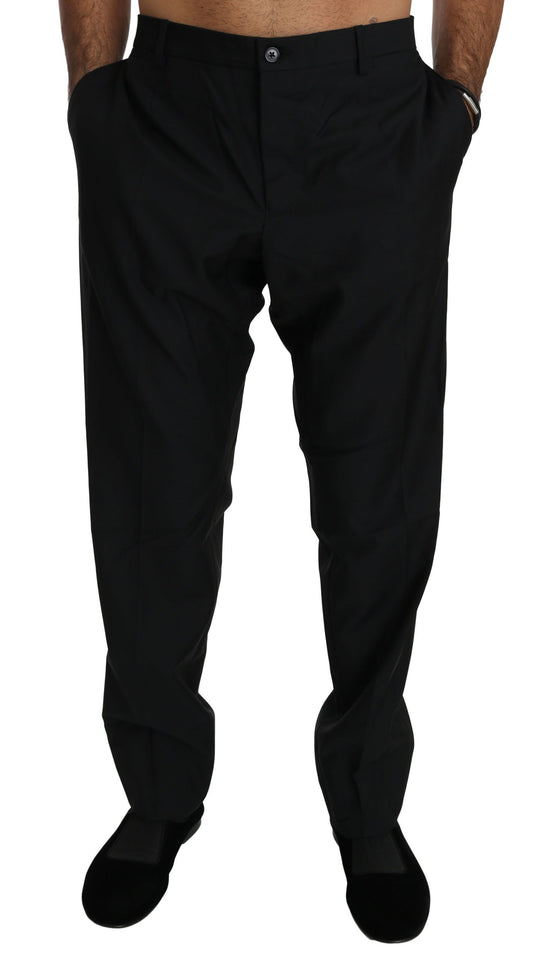 Dolce &amp; Gabbana Black Dress Formal Trouser Men Wool Pants