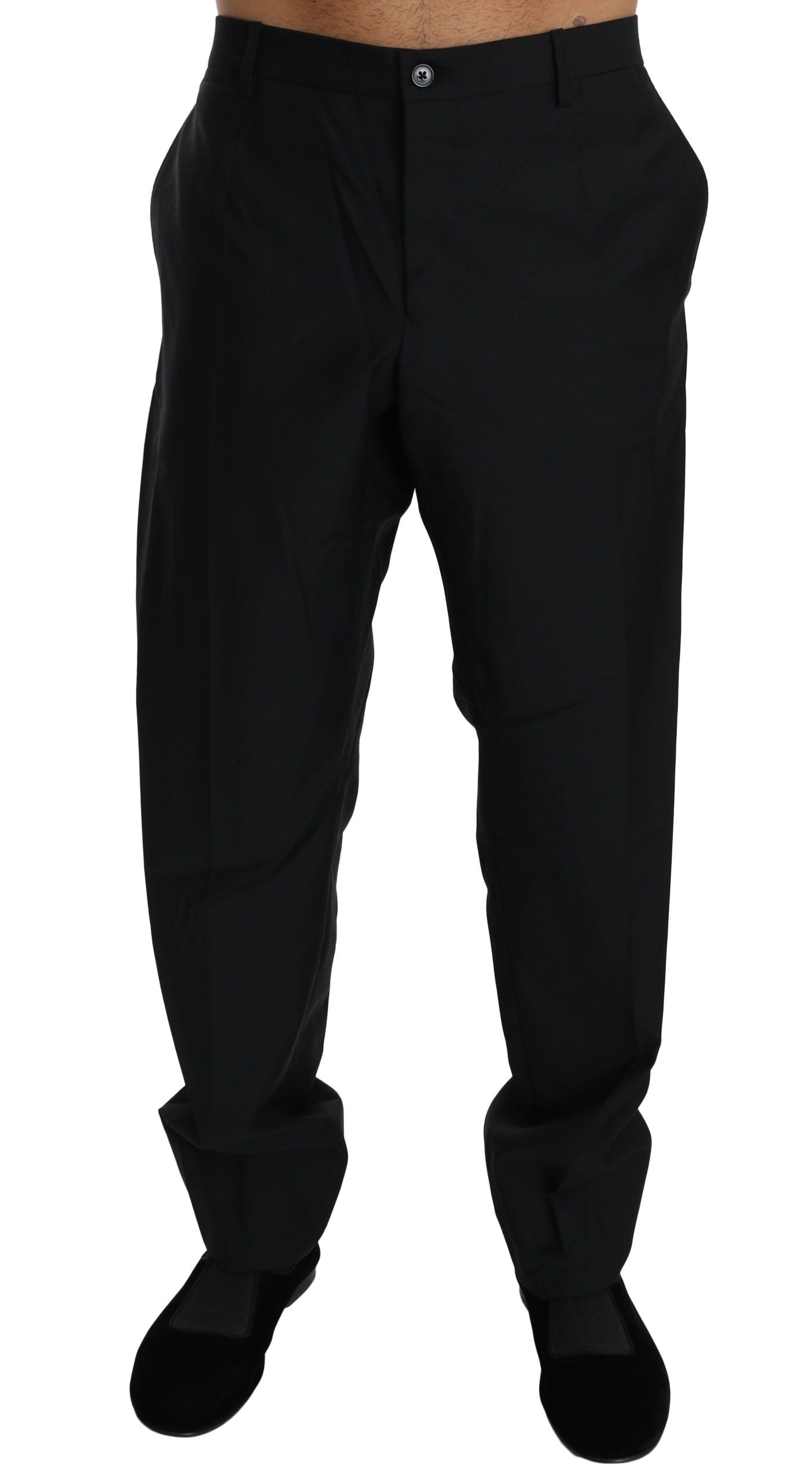 Dolce &amp; Gabbana Black Dress Formal Trouser Men Wool Pants