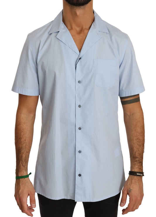 Dolce &amp; Gabbana Blue Short Sleeve 100% Cotton Top Shirt