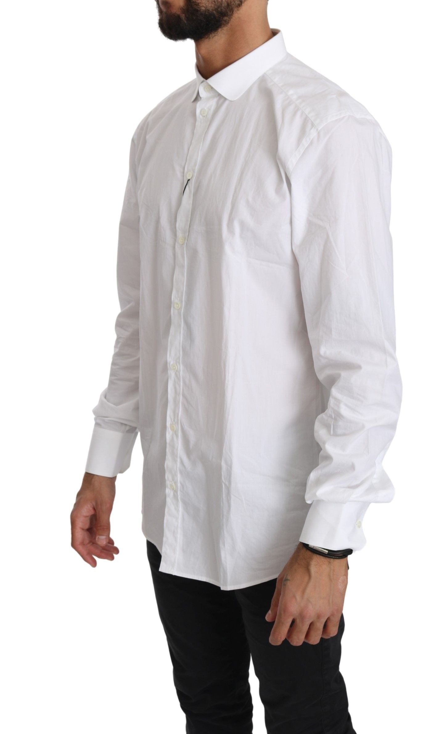 Dolce &amp; Gabbana White Cotton Long Sleeve Top Shirt