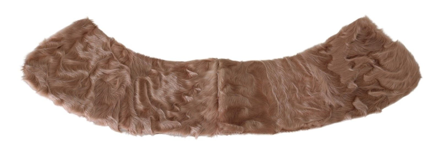 Dolce &amp; Gabbana Beige Fur Shoulder Collar Wrap Lambskin Scarf