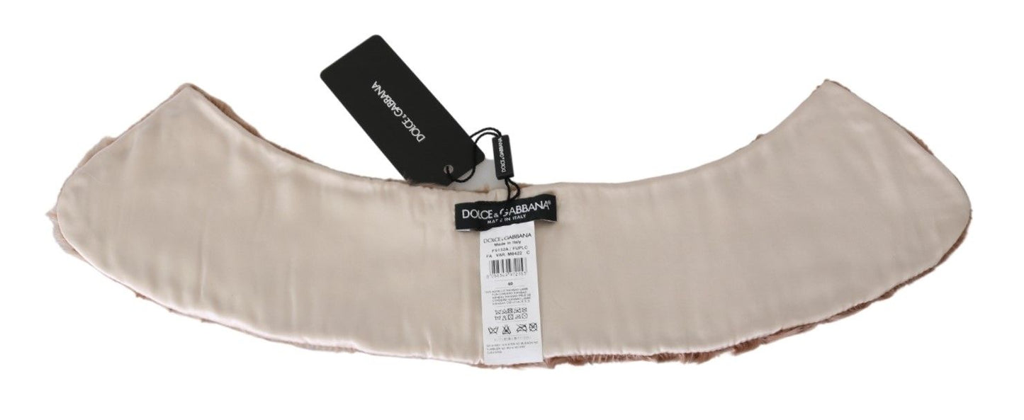 Dolce &amp; Gabbana Beige Fur Shoulder Collar Wrap Lambskin Scarf