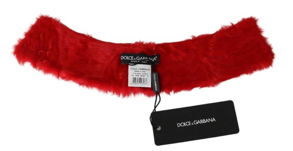 Dolce &amp; Gabbana Roter Pelzhalskragen-Wickelschal aus Lammfell