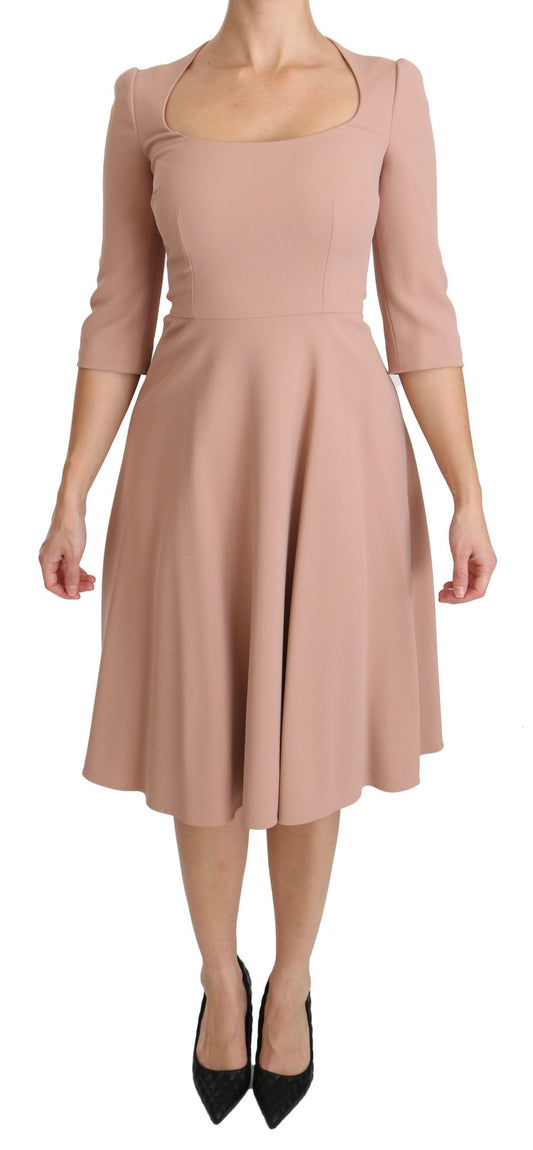 Dolce &amp; Gabbana Pink 3/4 Sleeves A-line Viscose Dress