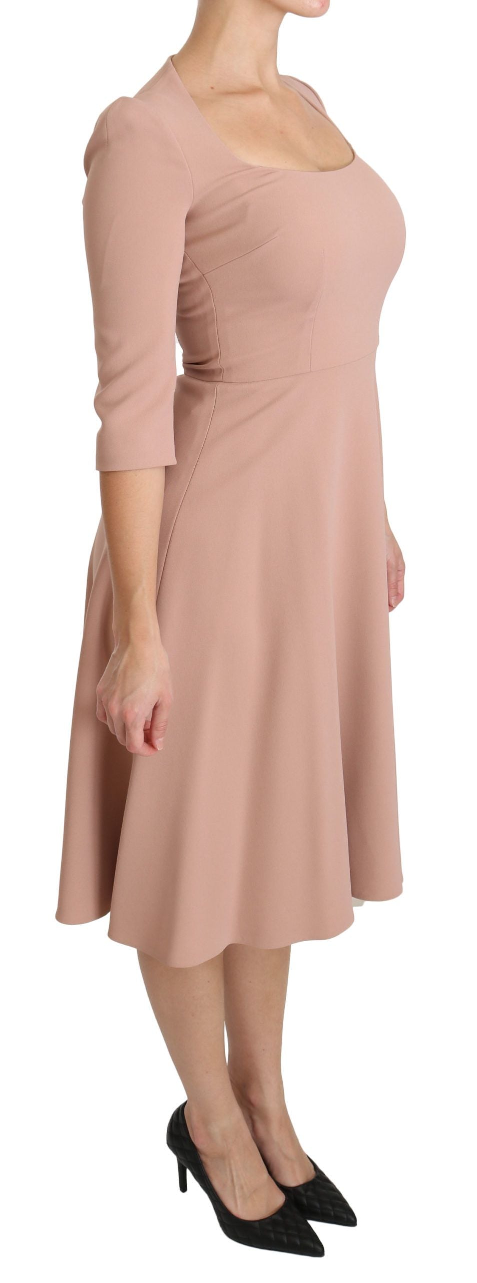 Dolce &amp; Gabbana Pink 3/4 Sleeves A-line Viscose Dress