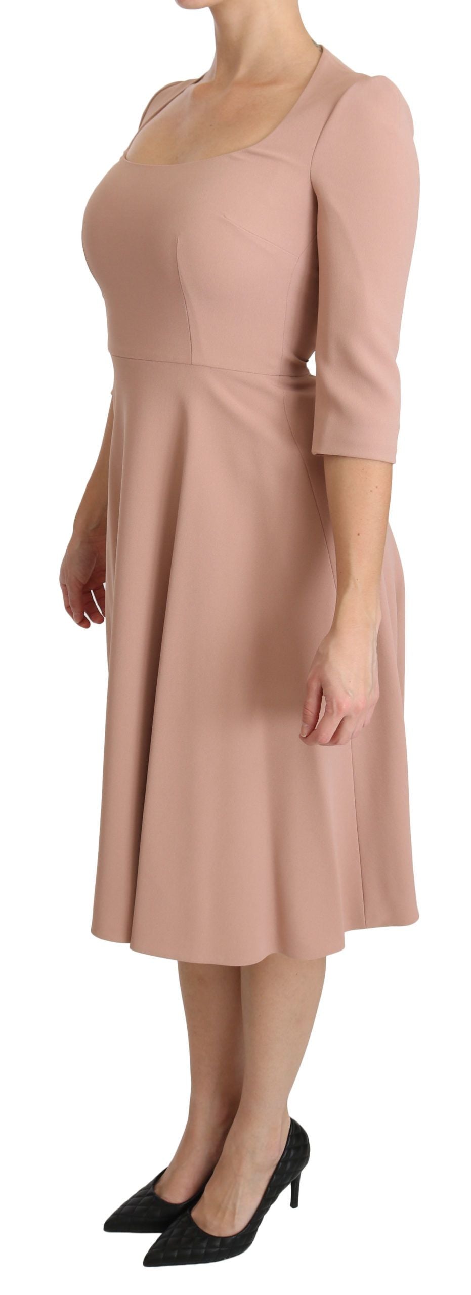 Dolce &amp; Gabbana Pink 3/4 Sleeves A-line Viscose Dress