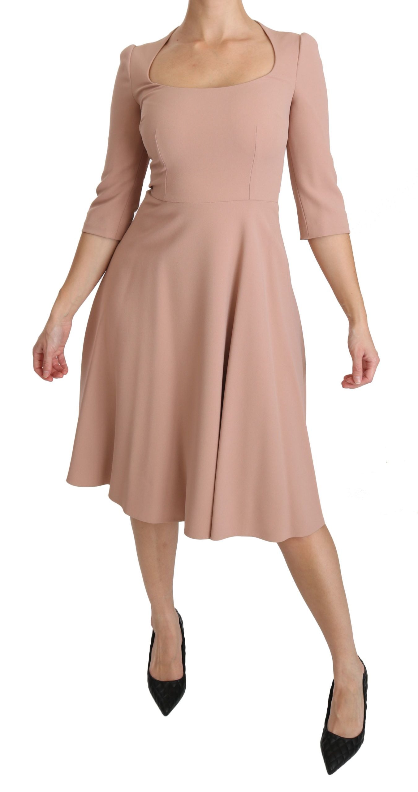 Dolce &amp; Gabbana Pink 3/4 Sleeves A-line Viscose Dress