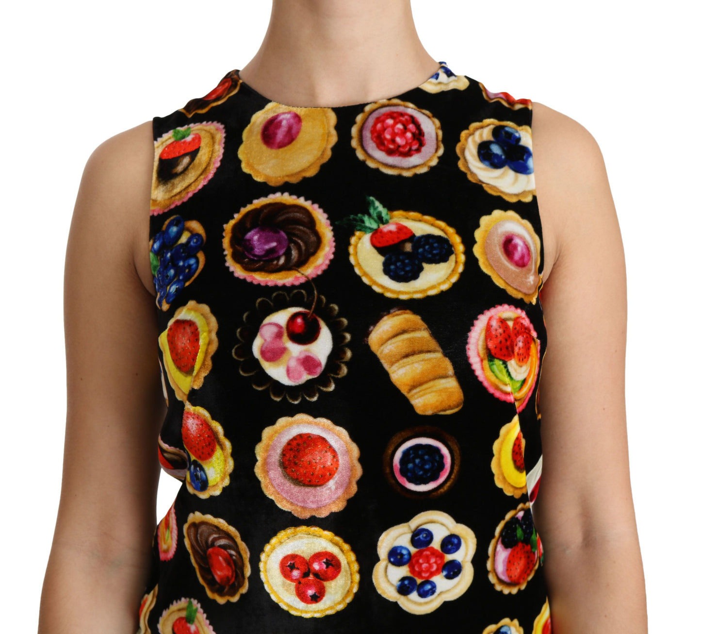 Dolce &amp; Gabbana Black Desserts Shift Mini Viscose Dress