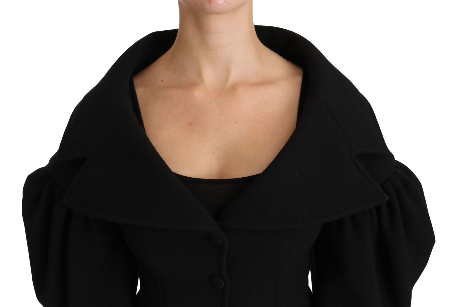 Dolce &amp; Gabbana Black Formal Coat Virgin Wool Jacket