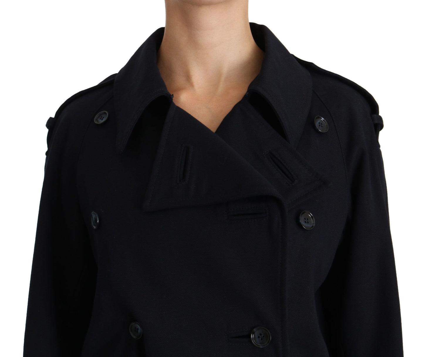 Dolce &amp; Gabbana Coat Blue Cotton Women Trench Jacket