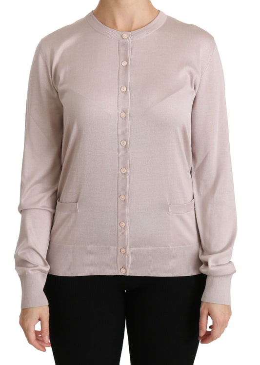 Dolce &amp; Gabbana Silk Pink Long Sleeve Lace Top Sweater