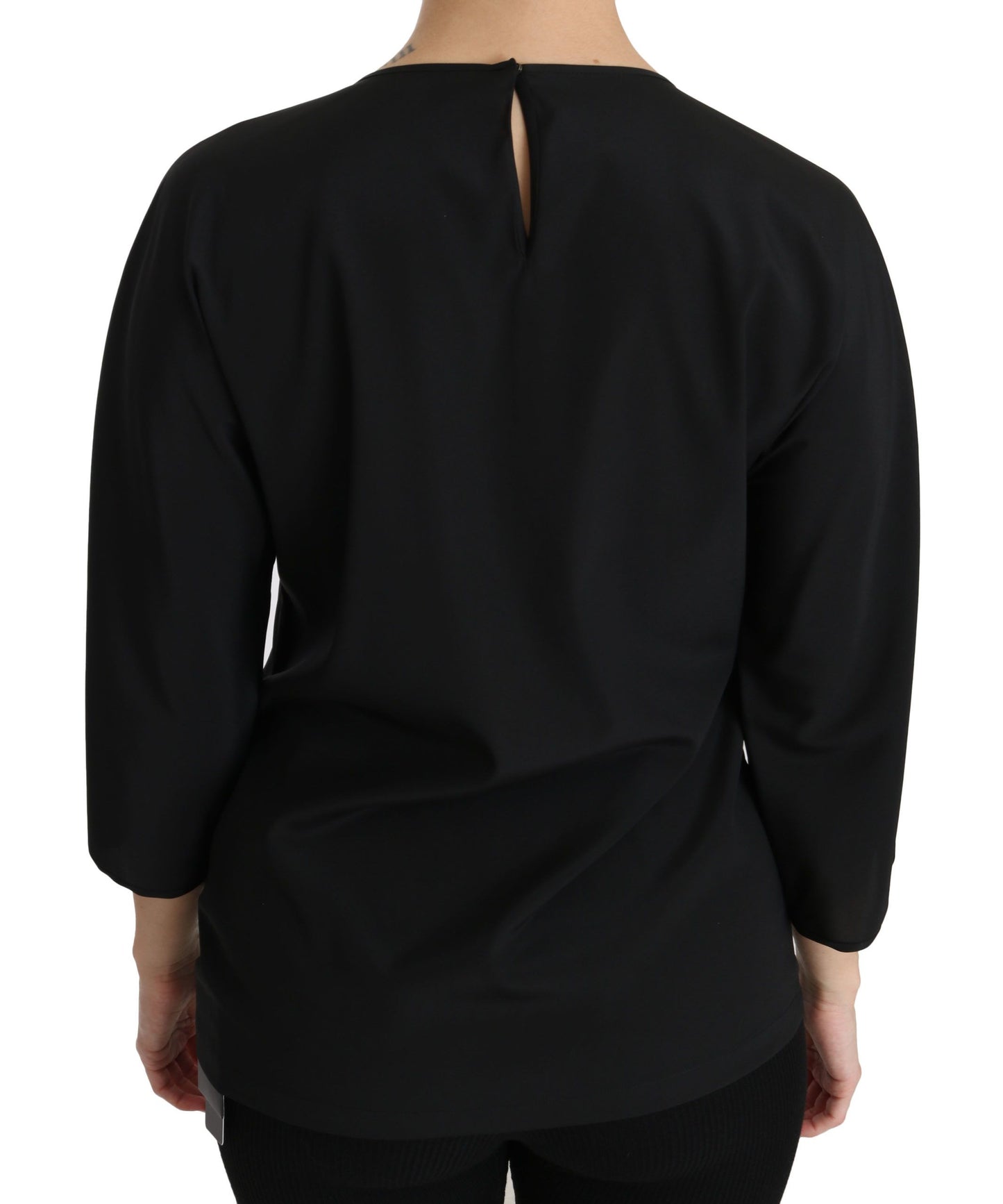 Dolce &amp; Gabbana Black #dgfamily Top T-shirt Silk Blouse