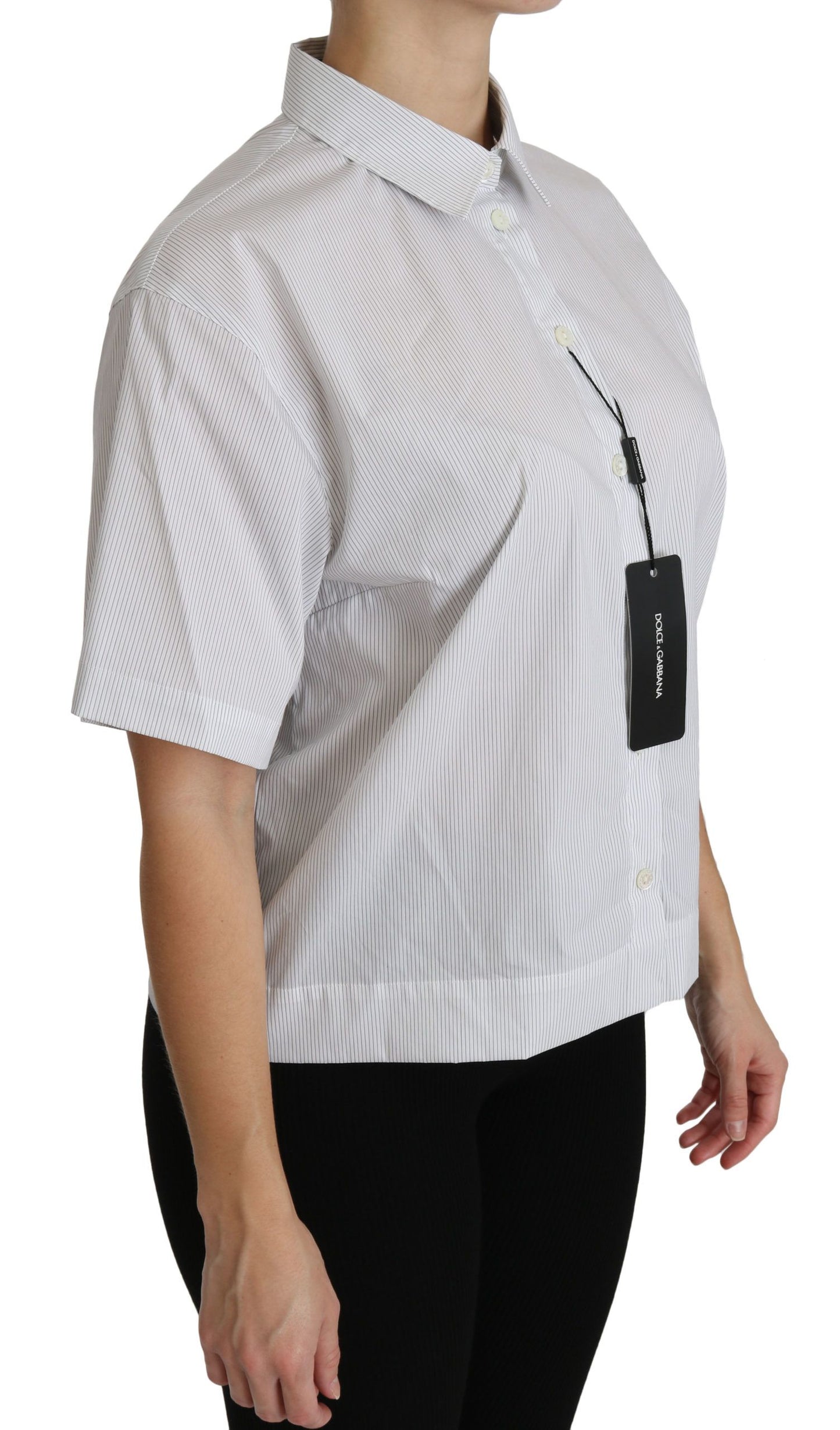 Dolce &amp; Gabbana White Collared Short Sleeve Polo Shirt Top