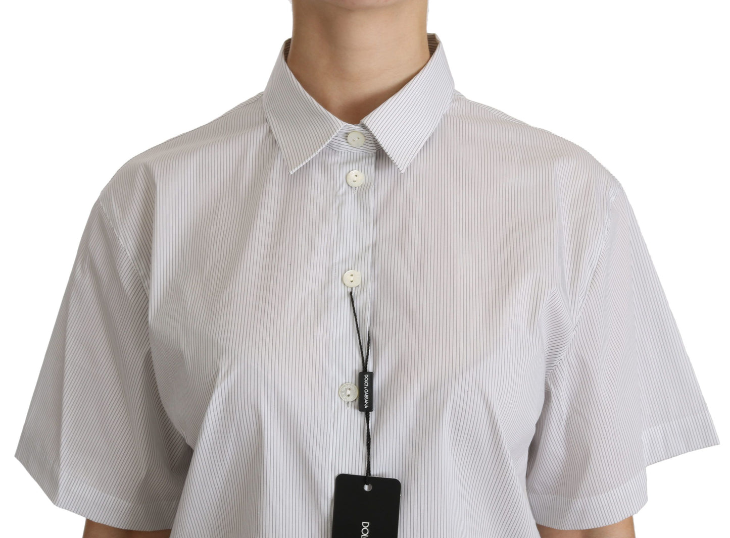 Dolce &amp; Gabbana White Collared Short Sleeve Polo Shirt Top