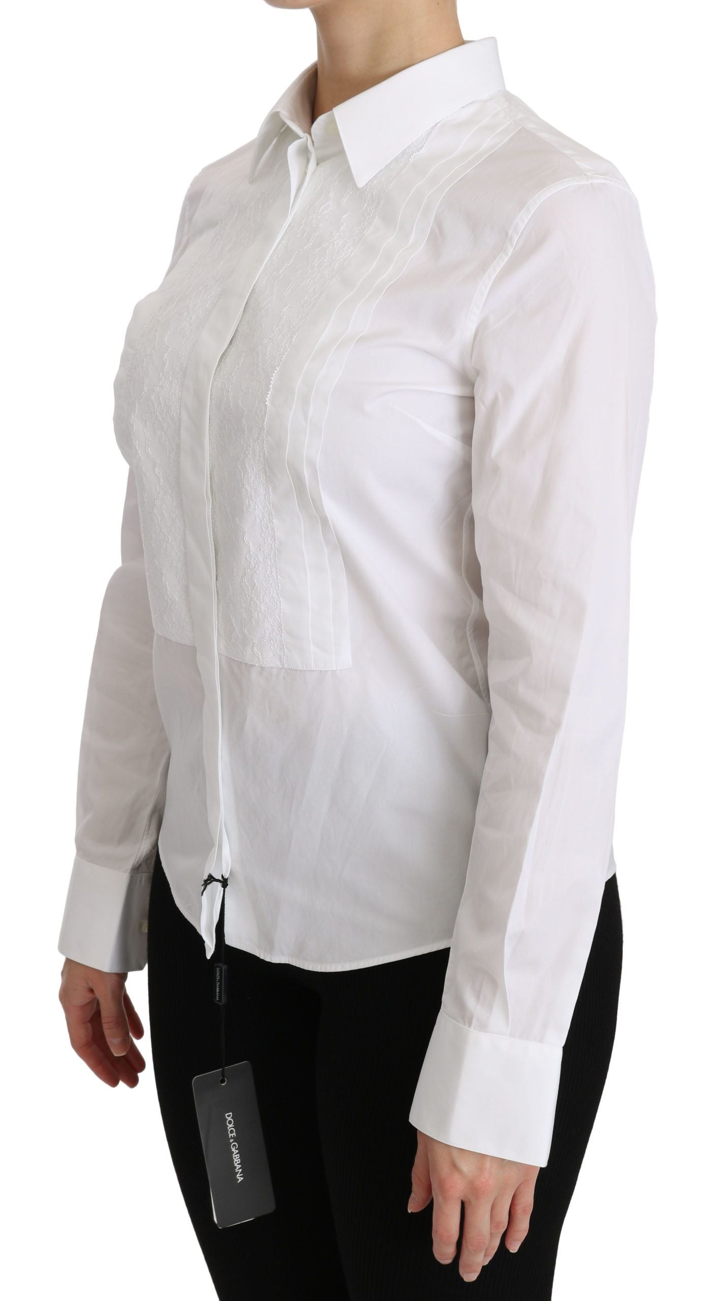 Dolce &amp; Gabbana White Collared Long Sleeve Polo Shirt